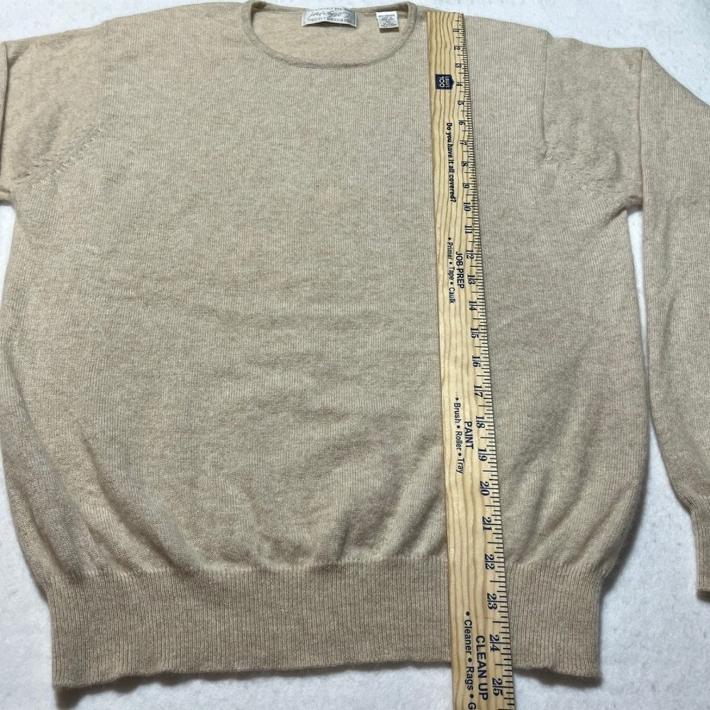 Vintage Neiman Marcus 100% Cashmere Sweater Mens L Beige Oatmeal Crewneck - Picture 3 of 7